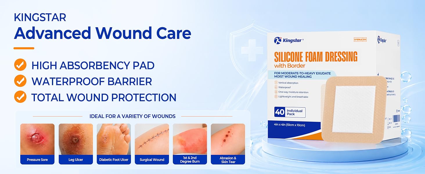 4x4 silicone foam dressing with border