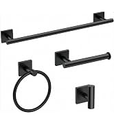 USHOWER 5PCS Matte Black Bathroom Accessories Set, 18-Inch Towel Bar Set | Thicken SUS304 Stainle...