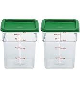Cambro 4 Qt Food Storage Containers with Green Lid – Set of 2 in Clear for Industrial and Kitchen...
