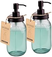 Amolliar Quart Size Mason Jar Liquid Soap Dispenser, 32OZ Glass Pump Bottle Rustproof Stainless S...
