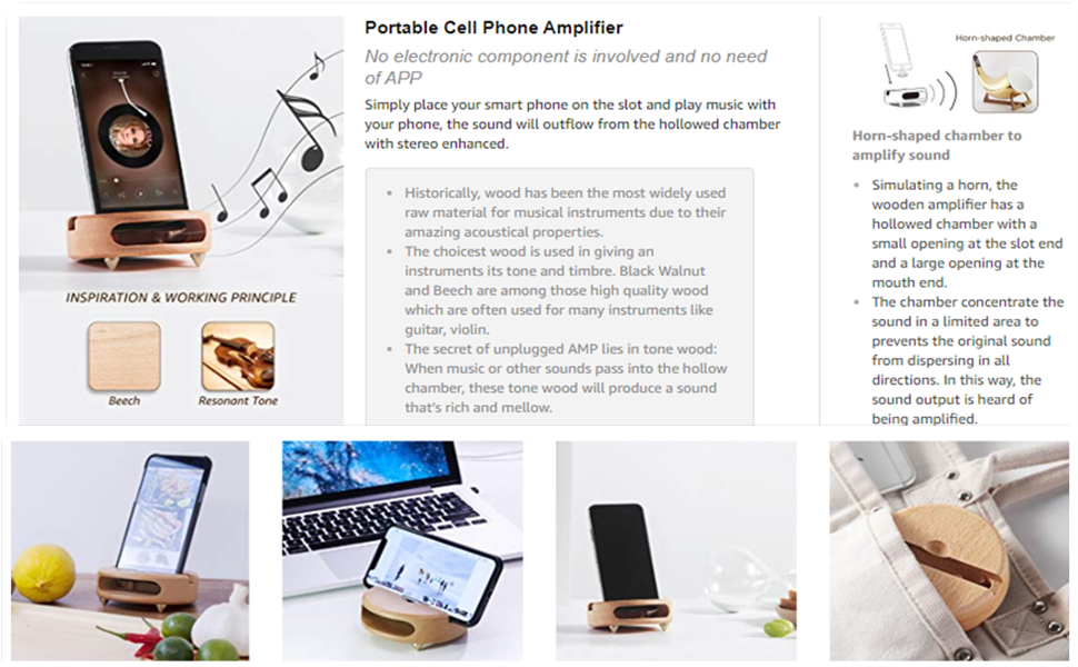 wood phone stand sound amplifier