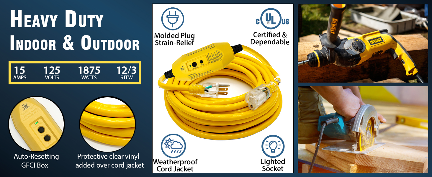 gfci extension cord 15 ft gfci extension cord 20 amp gfi electrical extension cord gfci inline gfci