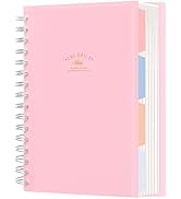 CAGIE 5 Subject Notebooks - 300 Pages Spiral Notebook Small 8.5" x 6.3" Hardcover Spiral Notebook...