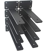 8 Pack - 8 inch Black Hidden L Shelf Bracket (1/5 Inch Thicked) Iron Shelf Brackets, Metal Shelf ...