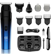 Beard Trimmer for Men, 5-in-1 Cordless Hair Clipper Kit with Foil Razor, Waterproof Body, Nose & ...