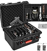 Pistol Gun Case for Multiple Handguns - Holds 7 Pistols & 15 Magazines, Pre-Cut Pistols Hard Shel...