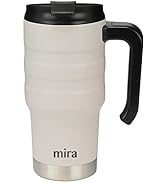 MIRA 20 Oz Stainless Steel Insulated Travel Car Mug - Spill Proof Twist On Flip Lid & Easy to Hol...