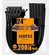 WISLIGHT Ultra Heavy Duty 200Pounds Tensile Strength 24 Inchx0.39 Inch 100 pcs, Large Cable Ties ...