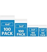 400 Pack Small Plastic Bags For Jewelry, Mini Baggies 4 Assorted Sizes. 2x3 3x3 3x5 4x6 Inch 2 Mi...