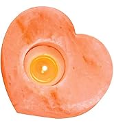 himalayan glow 3051 Shape Natural Pink Heart Style Tealight, 100% Pure Crystal Salt Candle Holder...