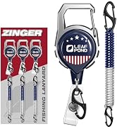 LEAF POND 3pcs Fly Fishing Retractor & 3pcs Coiled Fish Lanyard | Retractable Zinger with 24" Dyn...