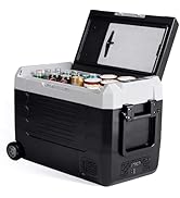 NEWBULIG 12 Volt Car Refrigerator, 53QT Dual-Zone Electric Cooler for Vehicles with Wheels, 12/24...
