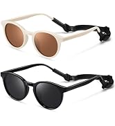 Vcarsian Cute Kids Polarized Sunglasses,Baby Sun Glasses with Strap for Toddler Girls Boys Flexib...