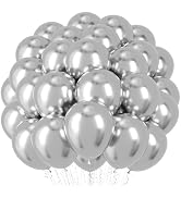Voircoloria Metallic Silver Balloons, 66pack 12inch Chrome Silver Latex Party Balloons for Gradua...