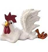 White Rooster Statue with Enchanting Posture & Long Eyelashes Table Art Sculpture Funny Resin Fig...