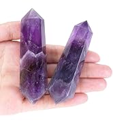 YATOJUZI 3.5" Amethyst Healing Crystals Wand Natural Crystals and Healing Stones Large Hexagonal ...
