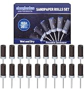 20Pcs 180 Grit Sanding Drums Sandpaper Sticks Set for Dremel Rotary Tool with 1/8" Shank, Sanding...