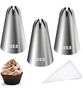 Hendiy Piping Tips Set, Stainless Steel Icing Tips with 20 Disposable Pastry Bags for Cake Decora...