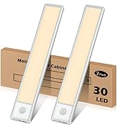 YLXS 30-LED Motion Sensor Under Cabinet Lights, Magnetic Rechargeable Under Counter Closet Lights...