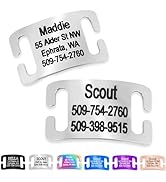GoTags Slide-On Pet ID Tag, Curved Personalized Dog and Cat, Silent, No Noise Stainless Steel, Cu...