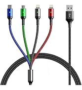 4A 5Ft 2Pack Multi Charger Cord - 4 in 1 Braided Fast Charging Cord with IP/Type C/Micro Port for...