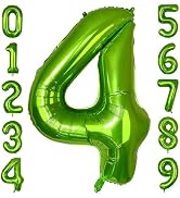 PatiCool 40 Inch Green Number Balloon 4, Large Number Foil Balloons Mylar for Girl Boy Birthday P...