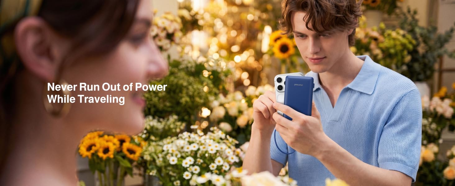 Portable Charger with AC Plug and Built-in Cables