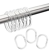 Amazer Plastic Shower Curtain Rings Hooks, Shower Curtain Hooks Rings, 24 Pcs Shower Hooks for Sh...