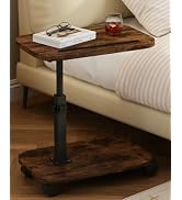 comfoyar C Shaped TV Tray with Wheels, Adjustable Height Side Table with 360° Swivel 180° Flip fo...