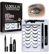 Luxillia Magnetic Eyelashes Kit – 10 Piece (Clear & Black) Magnetic Eyelash & Eyeliner Set with A...