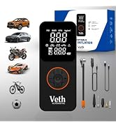 Veth Automotive VT-05 Portable Air Compressor, 150 PSI Tire Inflator, Digital Cordless Air Pump w...