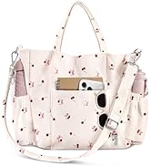 Miss Adola Crossbody Corduroy Tote Bag for Women, Large Tote Bag with Multi-Pockets and Zipper fo...