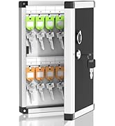 Lockbako 24 Slots Lock Box for Keys Wall Mount, Locking Key Cabinet, Key Storage Box with Key Hoo...