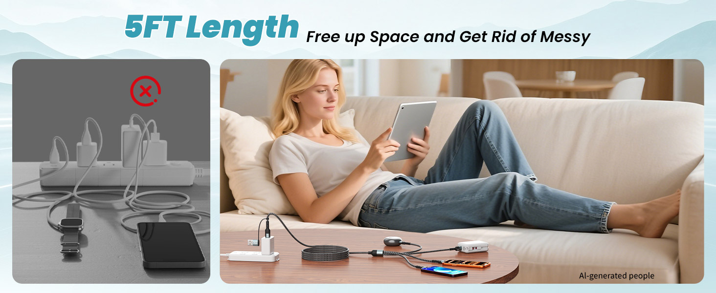 5FT Length Free up Space and Get Rid of Messy