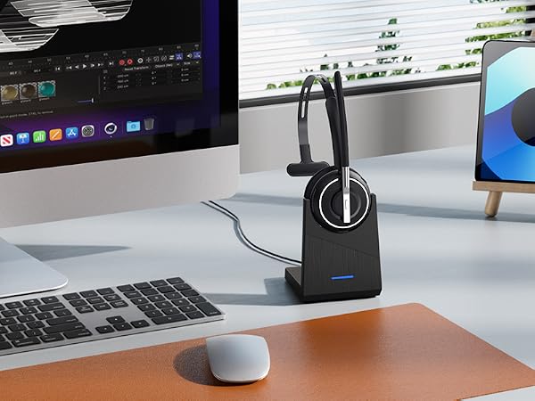 wireless usb headset with microphone background noise cancelling headset wireless work headset