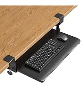 BONTEC KMT01-PJ Under Desk Keyboard Tray, Pull-Out Keyboard & Mouse Platform with C-Clamp, 20 x 1...