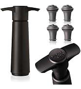 Vacu Vin Original Wine Saver with 4 Vacuum Bottle Stoppers – Black Wine Preserver Pump for Red or...