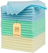 PioFiber Shop Towels – 20 Pack Edgeless Microfiber Cleaning Cloths, 12"x12" Lint-Free, Reusable T...