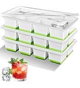 Alinana 3-Pack Silicone Ice Cube Trays with Lids, Upgraded Large Silicone Ice Cube Tray with BPA-...