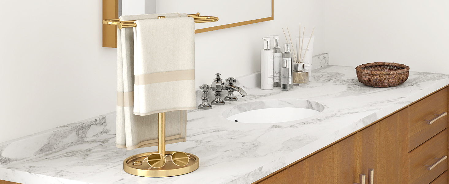 Gold Countertop Towel Holder Stand