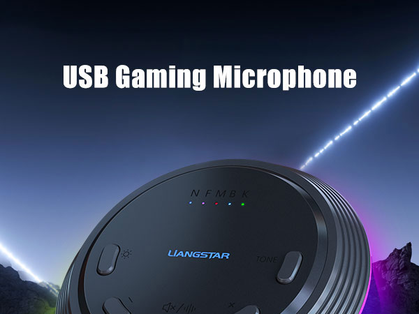 LIANGSTAR Gaming USB Microphone with 5 Voice Changes, Mute, AI Noise Cancellation