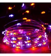 Halloween String Lights 4 Pack Fairy Lights Battery Operated Orang Purple | Each 16FT 50 LED, Tim...