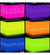 Glow in the Dark Party Supplies - 6Pack Neon Tinsel Fringe Table Skirts Party Decoration, 31.5"x1...