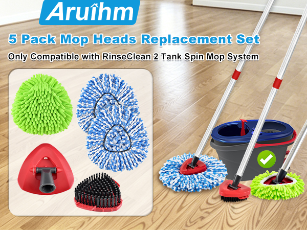 Mop Replace Heads Compatible with O-Cedar RinseClean 2 Tank Spin Mop System