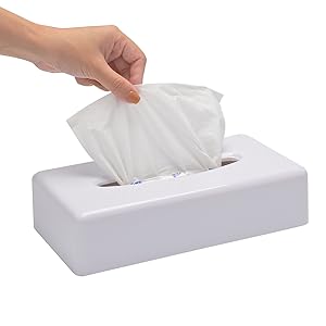 white Rectangular Tissue box cover