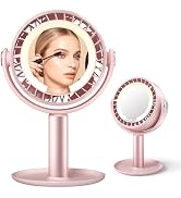 KinYiLO 3-in-1 Makeup Fan with Vanity Mirror & LED Light, Cordless Face Fan for Skincare Eyelash ...