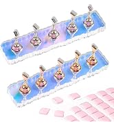 ANGNYA 2 Set Nail Stand, Aurora Nail Holder for Painting Nail Stand for Press on with 96 Pcs Reus...