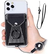 YUNCE Cell Phone Card Holder,Card Holder for Back of Cell Phone with Ring Grip Stand,Adhesive Sti...