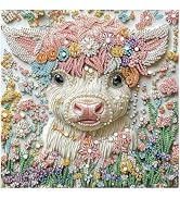 DIADAY 5D Highland Cow Diamond Art Painting Kits for Adults, DIY Crystal Special Shape Diamond Ar...