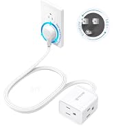 TROND Rotating Flat Plug Short Extension Cord 3ft, 3 AC, ETL Listed, White | Low Profile 3 Sided ...